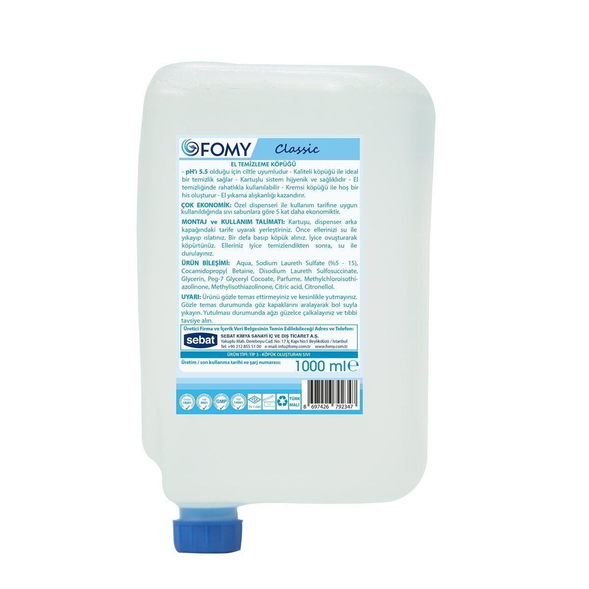 Fomy Classic Köpük Sabun Kartuş 1000 ml x 12